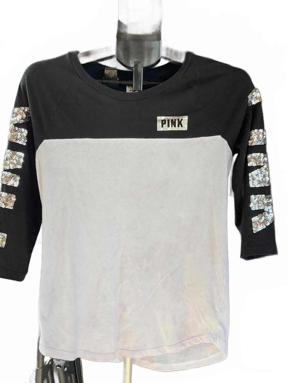 PINK Victoria’s Secret Bling Sequin Colorblock Top Size Small